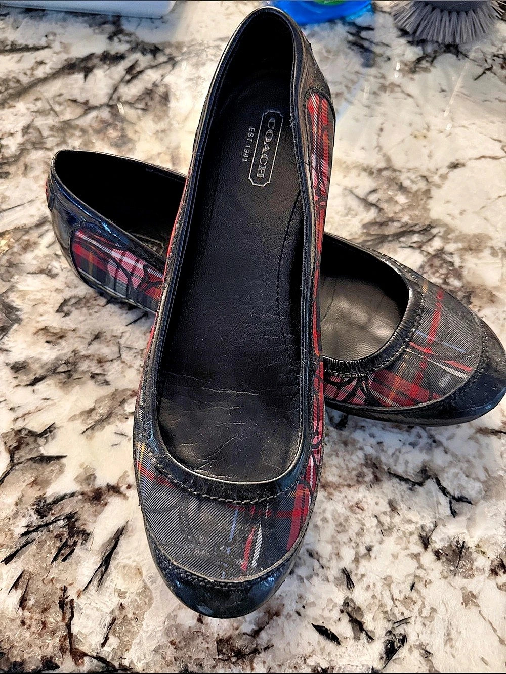 Coach Plaid Flats in Black & Red